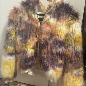 Vibrant Faux Fur Ski Jacket